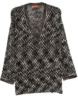 Missoni Geometric-Pattern V-Neck Jumper - Black
