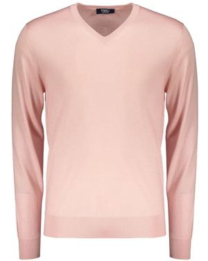 Fedeli V-Neck Ribbed Jumper - Pink