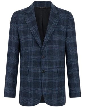 Brooks Brothers Two-Button Glen Plaid Blazer - Blue