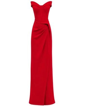 Gemy Maalouf Strapless Draped-Detail Dress - Red