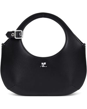 Courreges Calf Leather Mini Tote Bag - Black