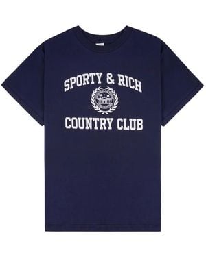 Sporty & Rich Varsity Crest T-Shirt - Blue