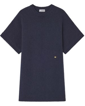Ganni Short-Sleeve Mini Dress - Blue