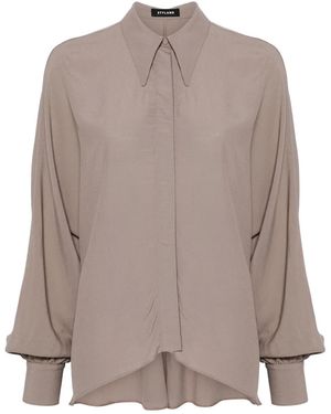 Styland Batwing-Style Crepe Shirt - Brown