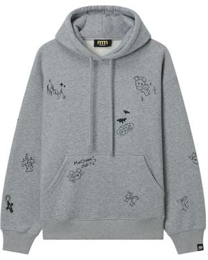 Mini Cream Graphic-Print Drawstring Hoodie - Grey