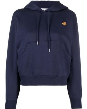 KENZO Tiger Patch Cotton Hoodie - Blue