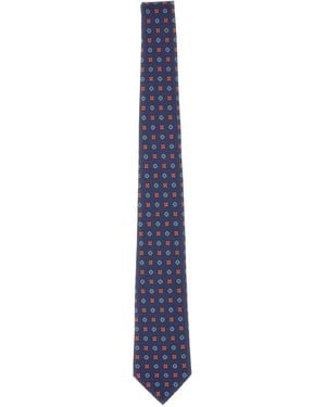 Kiton Gemusterte Seidenkrawatte - Blau