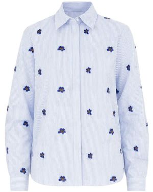 iBlues Gestreiftes Iblbroncio Hemd Mit Blumenprint - Blau