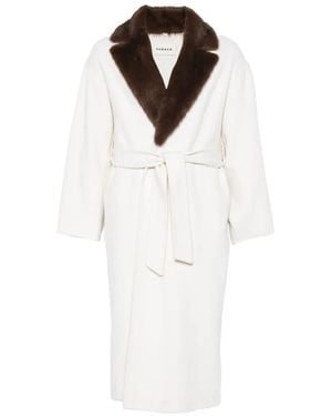 P.A.R.O.S.H. Faux-Fur Collar Belted Coat - White