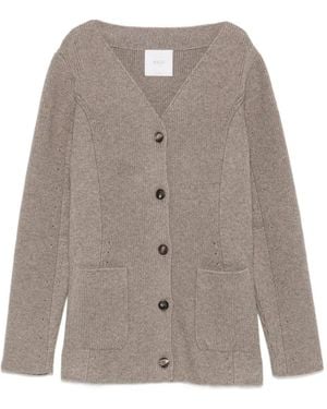 Malo Gerippter Cardigan Mit V-Ausschnitt - Braun