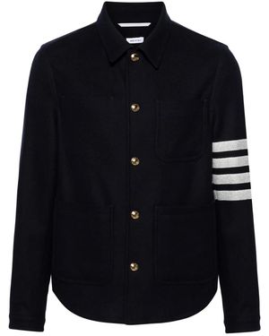 Thom Browne 4-Bar Vilten Shirtjack - Blauw