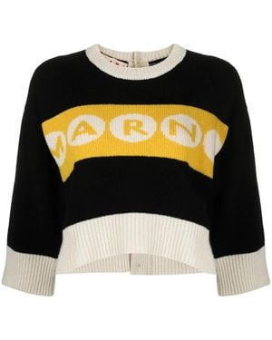 Marni Maglione Crop Con Logo - Nero