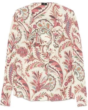 Etro Paisley-Print Ruffled Blouse - Pink