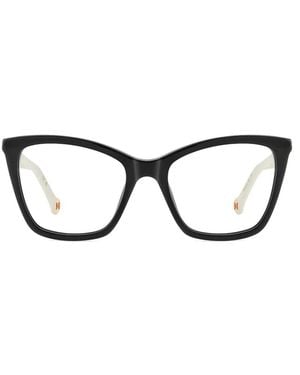 Carolina Herrera Logo-Plaque Cat-Eye Glasses - Black