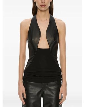 Christopher Esber Tailored Slope Leather Halter Top - Black