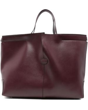 Tod's Medium Leather Tote Bag - Purple