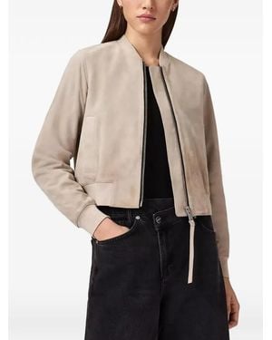 AllSaints Orten Suede-Finish Zip-Fastening Jacket - Natural