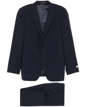 Canali Costume En Laine À Carreaux - Blue