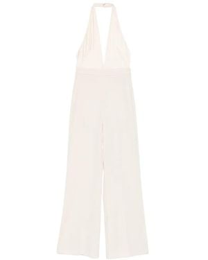 Patrizia Pepe Deep Neckline Crepe Jumpsuit - White