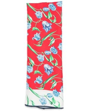 KENZO Floral-Print Silk Scarf - White