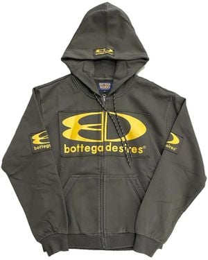 Bottega Desires Logo-Print Zip-Up Hoodie - Gray