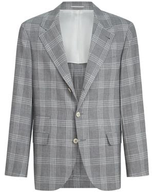 Brunello Cucinelli Notched-Lapel Blazer - Gray