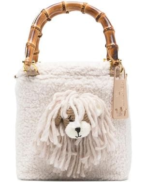 La Milanesa Bolso shopper con aplique de perro - Blanco