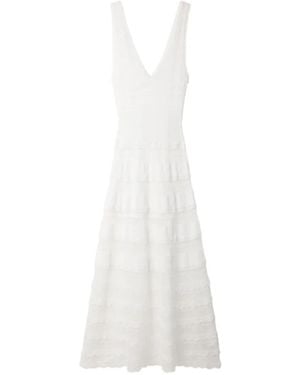 Sandro Pointelle-Knit Tiered Maxi Dress - White