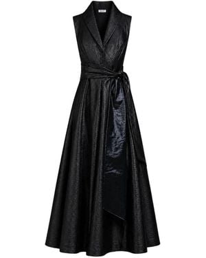Baruni Maxi Victoria Embossed-Finish Gown - Black