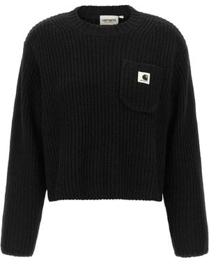 Carhartt Thick-Ribbed Logo-Patch Sweater - Black
