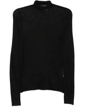 Majestic Filatures T-Shirt À Col Roulé Transparent - Black