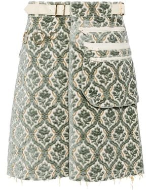 Undercover Kinkazann-Weaving Belted Skirt - Grey