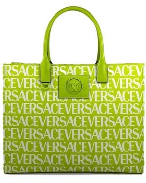 Versace Large Medusa Logo-Print Tote Bag - Yellow