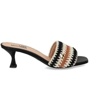 Love Moschino Crochet-Knit Heart-Motif Sandals - Black