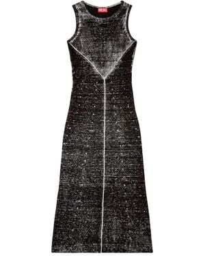 DIESEL 'M-Rab' Midi Dress Made Of Linen Yarn - Black