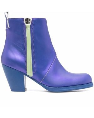 Honey Fucking Dijon Zip-Up Heeled Leather Boots - Purple