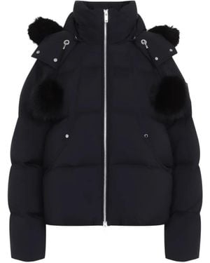 Moose Knuckles Everest Fur-Trim Hooded Puffer Jacket - Black