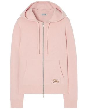 Burberry Hoodie Zippé En Cachemire Mélangé - Pink