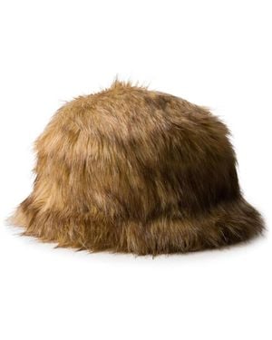 Prada Enamel Triangle-Logo Bucket Hat - Natural