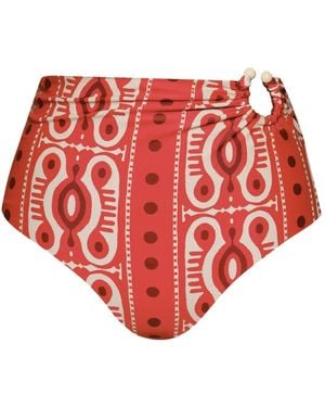 Johanna Ortiz Taita Printed Bikini Bottom - Red