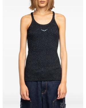 Zadig & Voltaire Ribbed Alba Shiny Top - Black