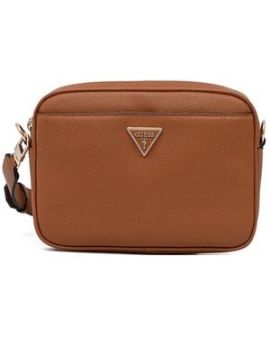 Guess Borsa A Tracolla Con Placca Logo - Marrone