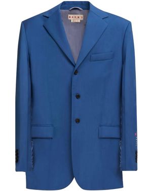Marni Grain-De-Poudre Single-Breasted Blazer - Blue