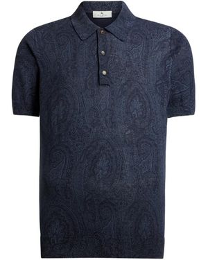 Etro Polo Con Motivo Floral - Azul