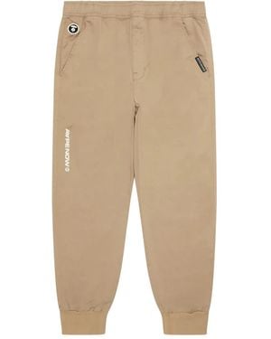 Aape By A Bathing Ape Ape Head Logo-Plaque Regular Trousers - Natural
