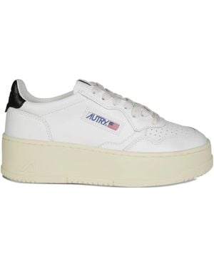 Autry Logo-Print Platform Sneakers - White