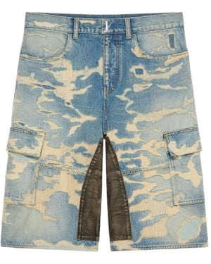 Givenchy Distressed-Effect Cargo Denim Shorts - Blue