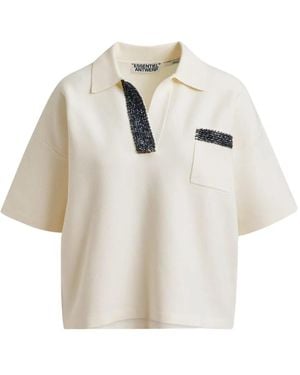 Essentiel Antwerp Poloshirt Verfraaid Met Kralen - Wit