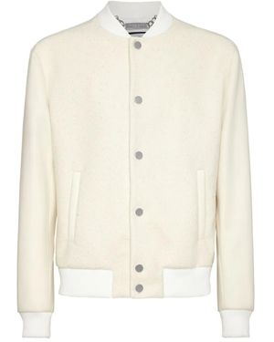 Philipp Plein Rhinestone-Embellished Bomber Jacket - Natural
