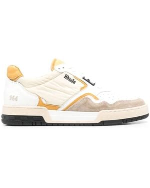 Rhude Low-Top Sneakers With Suede And Mustard Accents - White